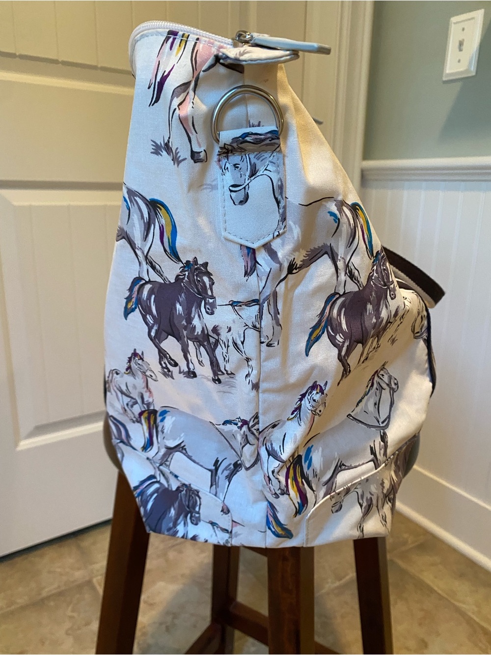 Cath Kidston Large Tote with Horse Print with Striped Handles. - Picture 5 of 16